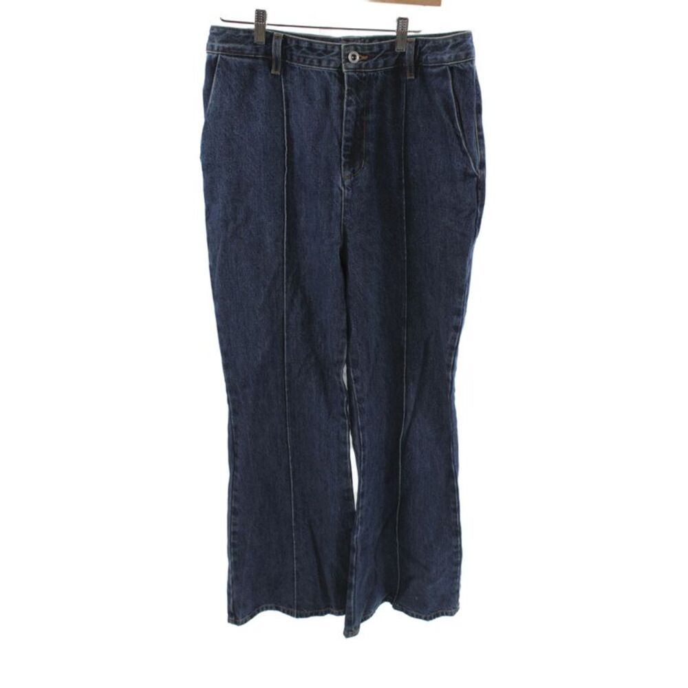 Self Portrait Women Flared Dark Blue High Rise Jeans Button Size 12